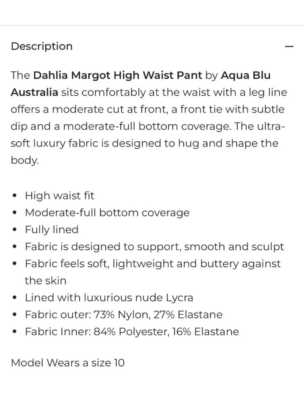 Aqua Blu Australia Womens Size 16 High-Waist Bikini Bottoms Dahlia Margot $85